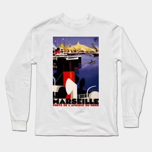 Marseille, France - Vintage Travel Poster Design Long Sleeve T-Shirt